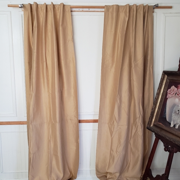 JC Penney Curtains 2 panels 80" x 106"  Gold  Lined Hidden Tab Weighted NEW - Picture 9 of 14